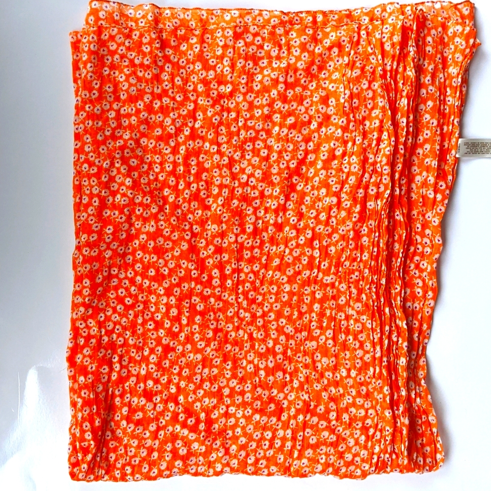 Orange scarf with little white flowers